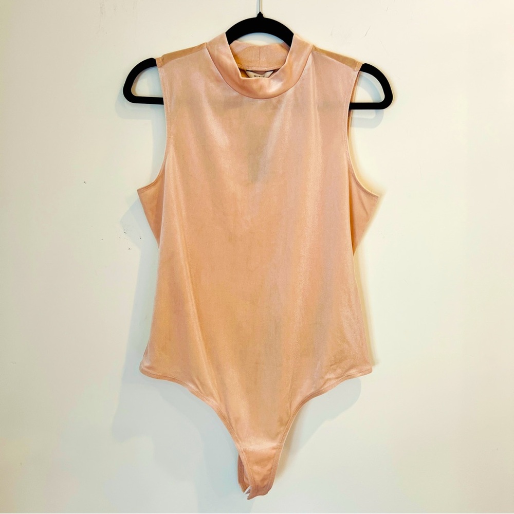 Guess | Soft Pink Velour Mock Neck Bodysuit